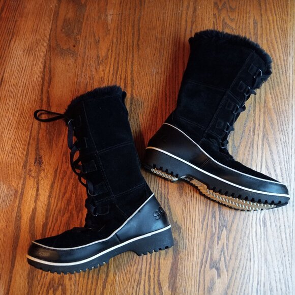 Sorel Joan of Arctic Women's Waterproof Black Suede Faux Fur-Lined Boot Size 9 - Picture 7 of 16